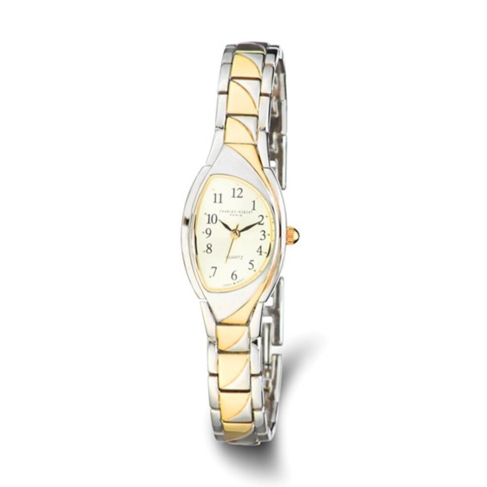 Charles Hubert Ladies Two-Tone Watch - Gold Dial - 20mm Oval Case - NEW
